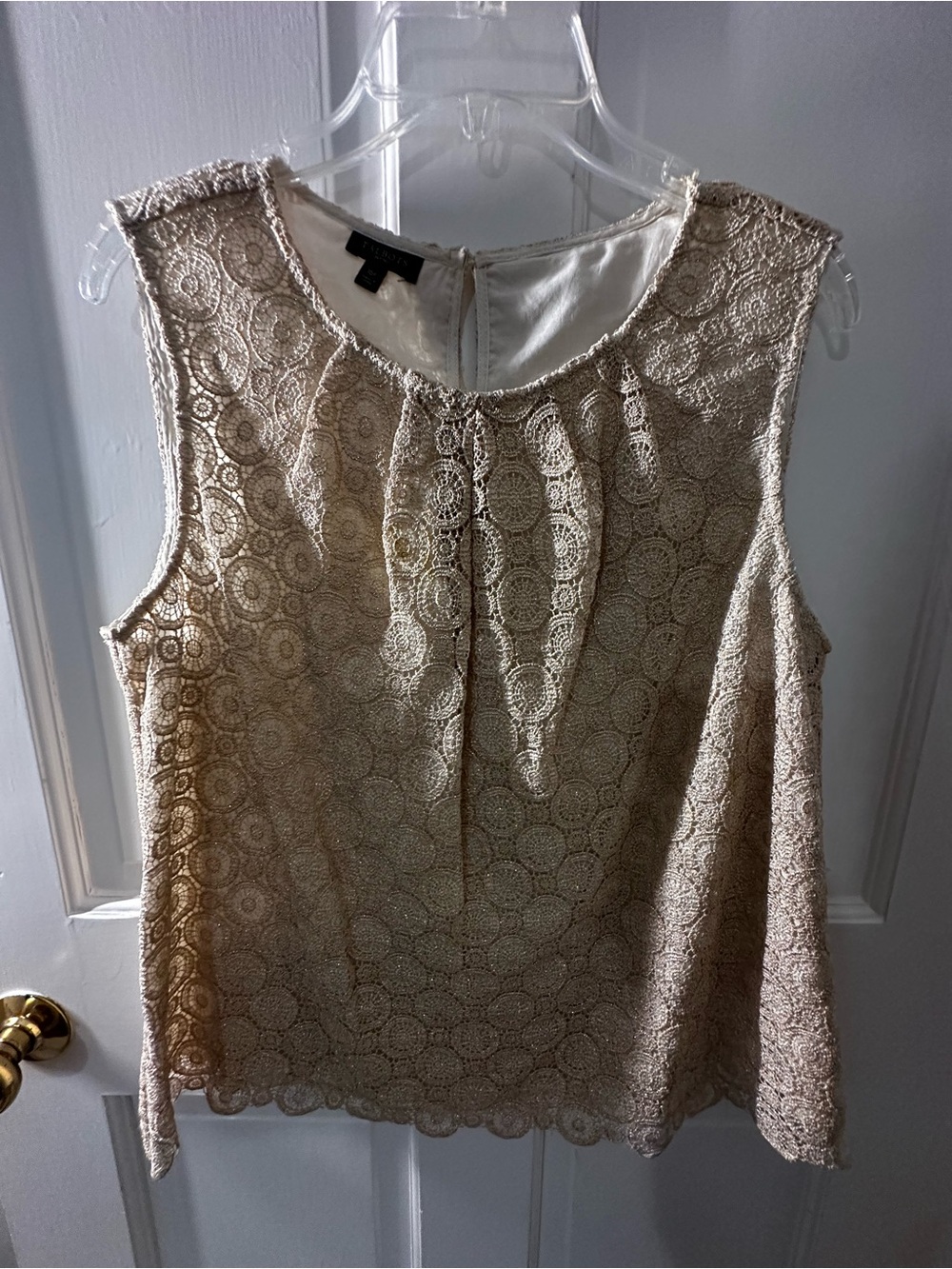Talbots Gold Lace Lined Top - Cream